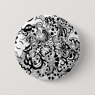 Critters in chaos doodle 2 inch round button