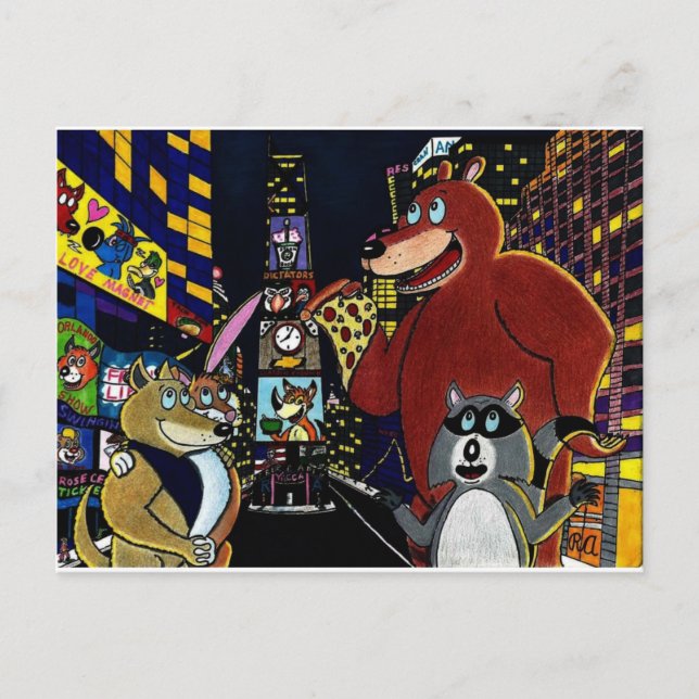 Critters in Times Square Postcard (Front)