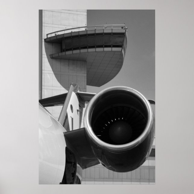 CRJ JFK Tower B&W Poster (Front)