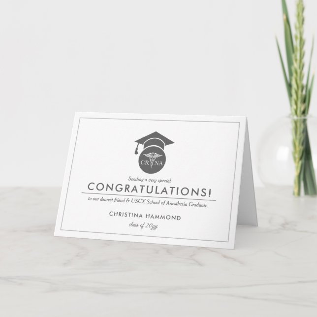 CRNA Graduate | Minimal Congrats Thank You Card (Front)