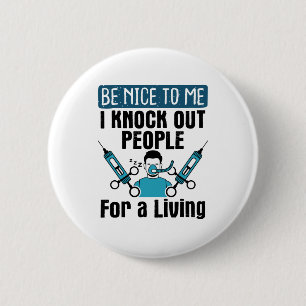 CRNA Knock Out People Nurse Anesthetist 2 Inch Round Button