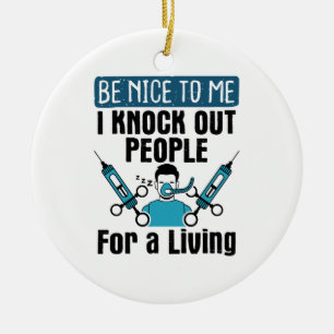CRNA Knock Out People Nurse Anesthetist Ceramic Ornament