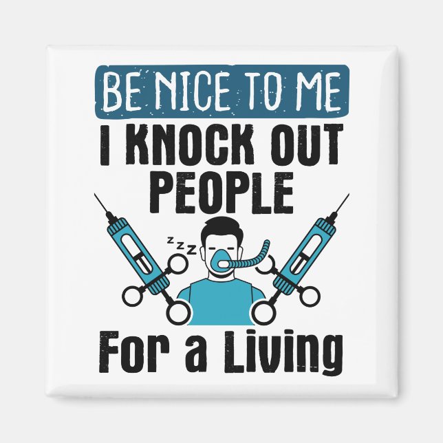 CRNA Knock Out People Nurse Anesthetist Magnet (Front)