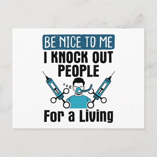 CRNA Knock Out People Nurse Anesthetist Postcard (Front)