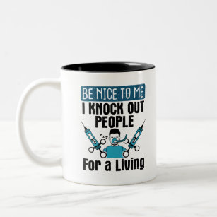 CRNA Knock Out People Nurse Anesthetist Two-Tone Coffee Mug