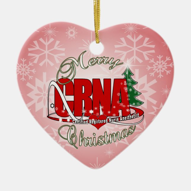 CRNA MERRY CHRISTMAS Nurse Anesthetist Ceramic Ornament (Front)
