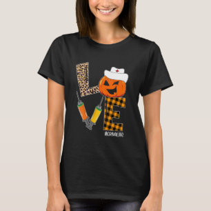 CRNA Nurse Halloween Pumpkin Leopard Love Nurse Li T-Shirt