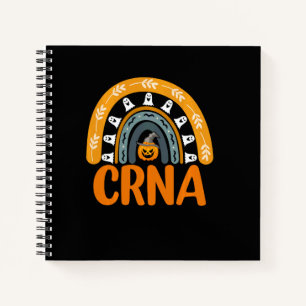 CRNA Nurses Nursing Rainbow Halloween Pumpkin Cost Notebook
