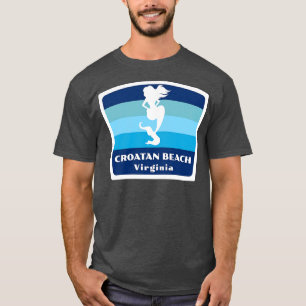 Croatan Beach Virginia VA Beach Swimming Mermaid S T-Shirt