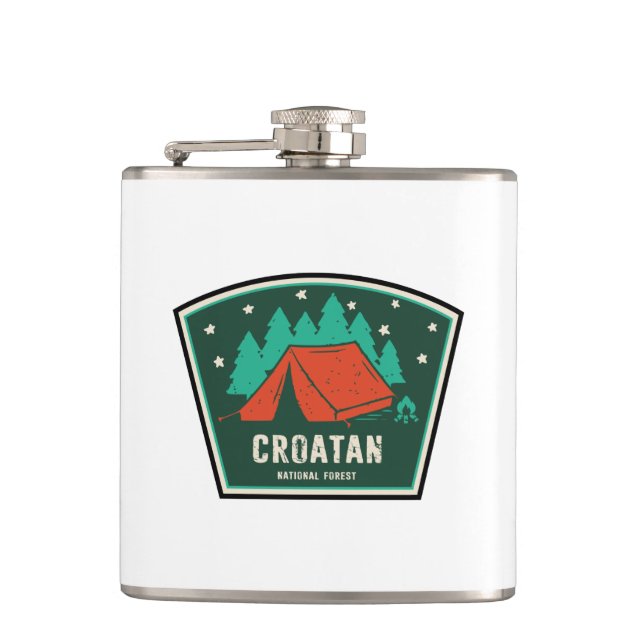 Croatan National Forest Camping Hip Flask (Front)