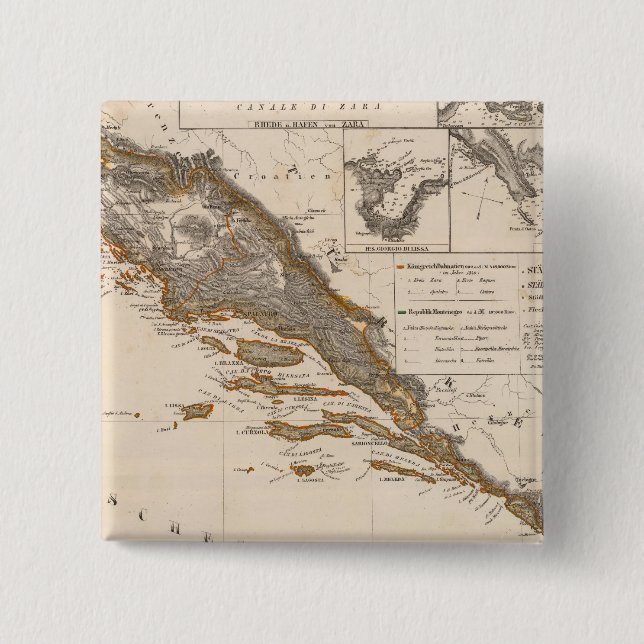 Croatia 2 Inch Square Button (Front)