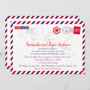 Croatia Air Mail Post Wedding Reception Card
