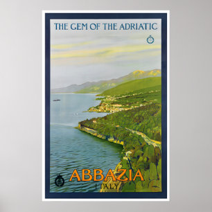 Croatia Art Opatija Travel Poster Vintage Adriatic