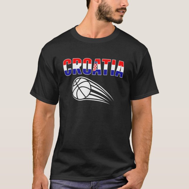 Croatia Basketball Fans Jersey Croatian Flag Sport T-Shirt (Front)