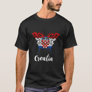 Croatia Butterfly Croatian Flag Croatian Roots Hrv T-Shirt