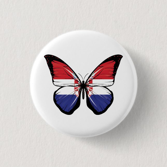 Croatia Butterfly Flag 1 Inch Round Button (Front)