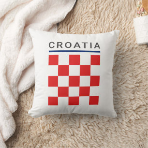Croatia Checkerboard Throw Pillow
