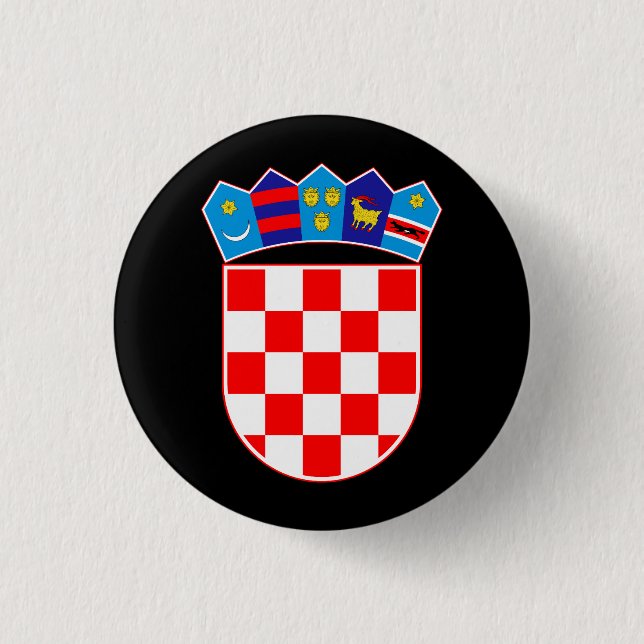 Croatia coat of arms 1 inch round button (Front)