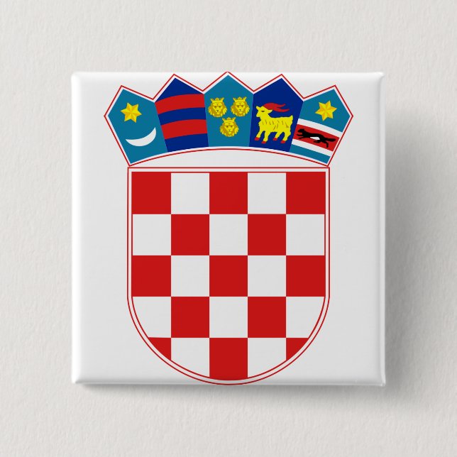 Croatia Coat of arms HR Hrvatska 2 Inch Square Button (Front)