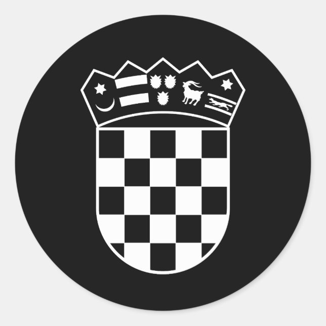 Croatia coat of arms, simple, checkerboard classic round sticker (Front)