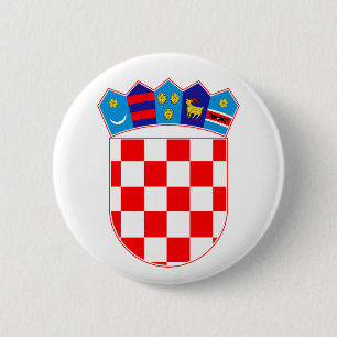 Croatia country coat arms symbol emblem flag 2 inch round button