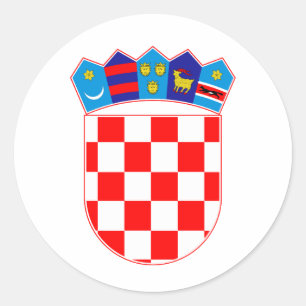 Croatia country coat arms symbol emblem flag classic round sticker