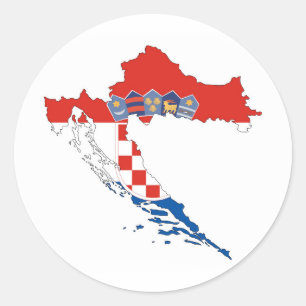 croatia country flag map shape silhouette classic round sticker