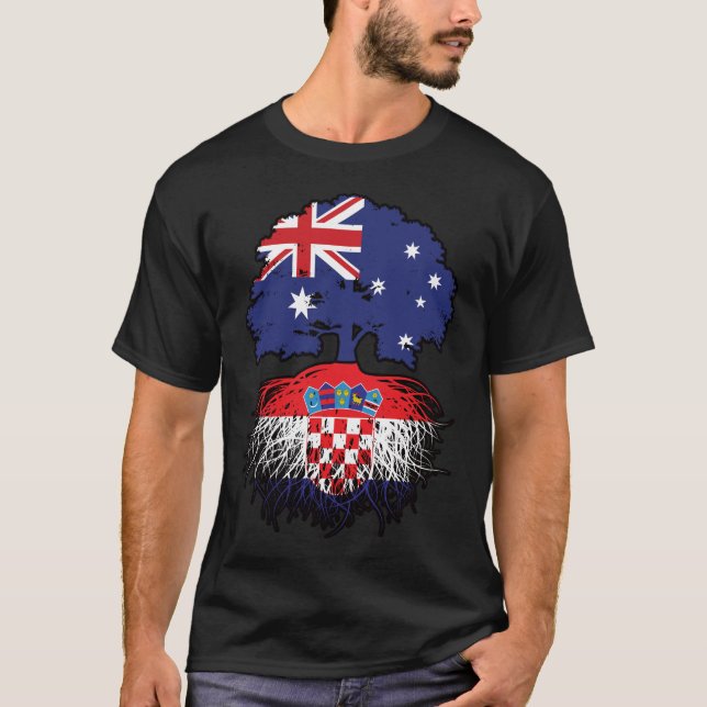 Croatia Croatian Australian Australia Tree Roots T-Shirt (Front)