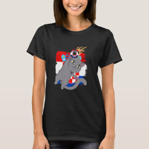 Croatia Croatian Flag Cat Croatian Pride Croatian  T-Shirt