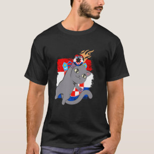 Croatia Croatian Flag Cat Croatian Pride Croatian  T-Shirt