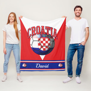 Croatia Croatian Flag Soccer Ball   Name Fleece Blanket