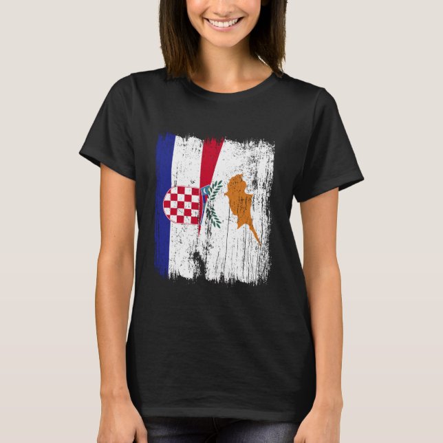 Croatia Cyprus Half Flag Croatian Cypriot Heritage T-Shirt (Front)