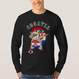 Croatia Dabbing Hedgehog Croatian Flag Hrvatska So T-Shirt