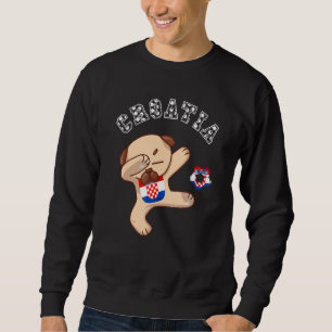 Croatia Dog Dabbing Pug Hrvatska Soccer Team Croat Sweatshirt