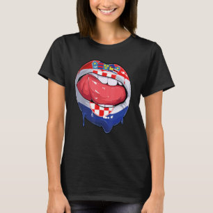 Croatia Fan Flag Mouth Soccer Croatian T-Shirt