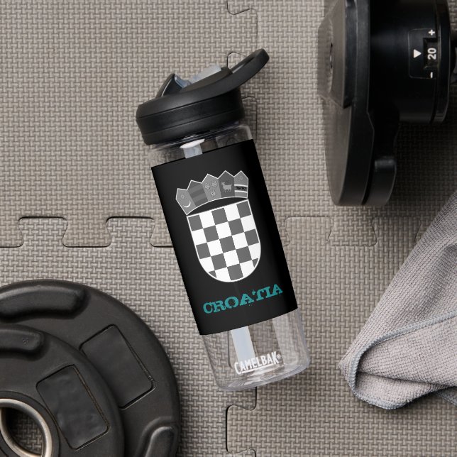 Croatia Fitness & Croatian coat of arms / flag Water Bottle (Gym)