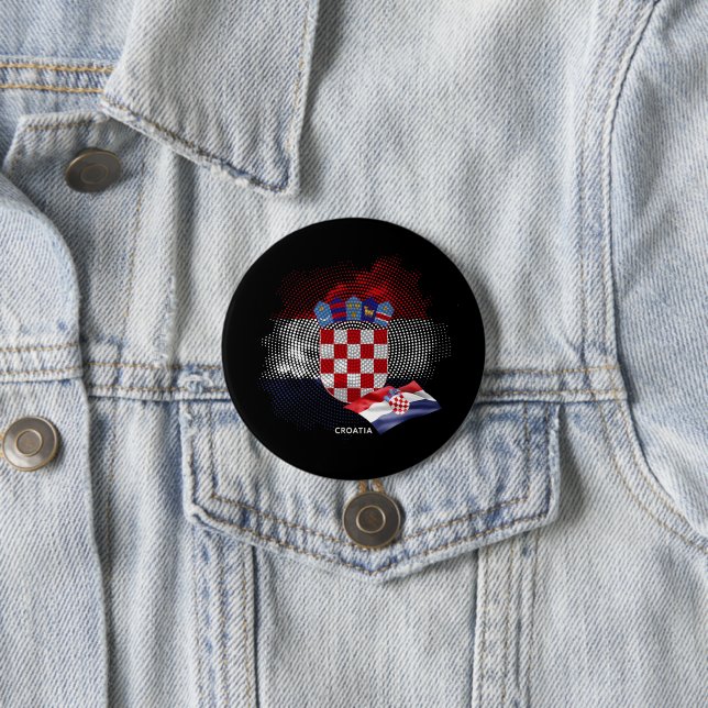 Croatia flag 3 inch round button (In Situ)