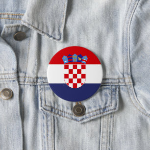 Croatia flag 3 inch round button