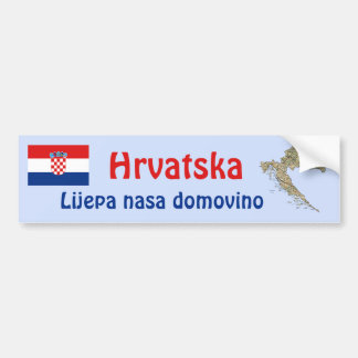 Croatia Flag and Map Bumper Sticker