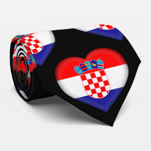 Croatia Flag Colours Heart Pattern Neck Tie