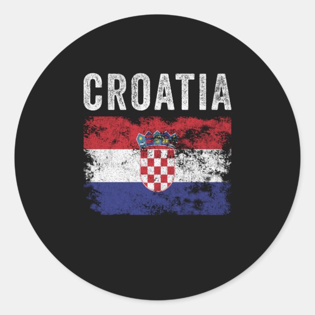 Croatia Flag Distressed - Croatian Flag Classic Round Sticker (Front)