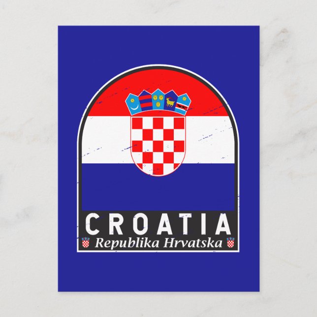 Croatia Flag Emblem Distressed Vintage Postcard (Front)