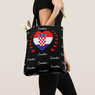 Croatia Flag & Heart, Croatian Flag fashion /sport Tote Bag