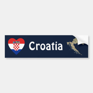 Croatia Flag Heart + Map Bumper Sticker