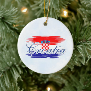 Croatia flag map Ceramic Ornament