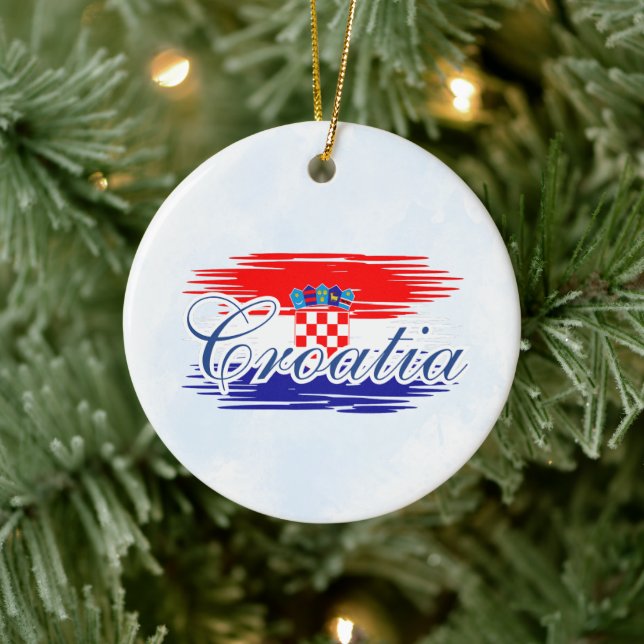  Croatia flag map Ceramic Ornament (Tree)