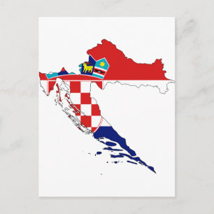 Croatia Flag map HR Hrvatska Postcard
