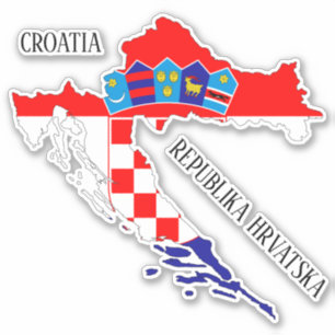 Croatia Flag Map Outline