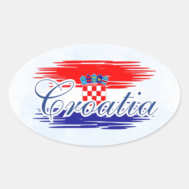  Croatia flag map Oval Sticker (Front)