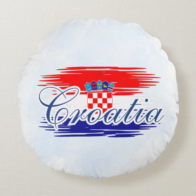  Croatia flag map Round Pillow (Front)